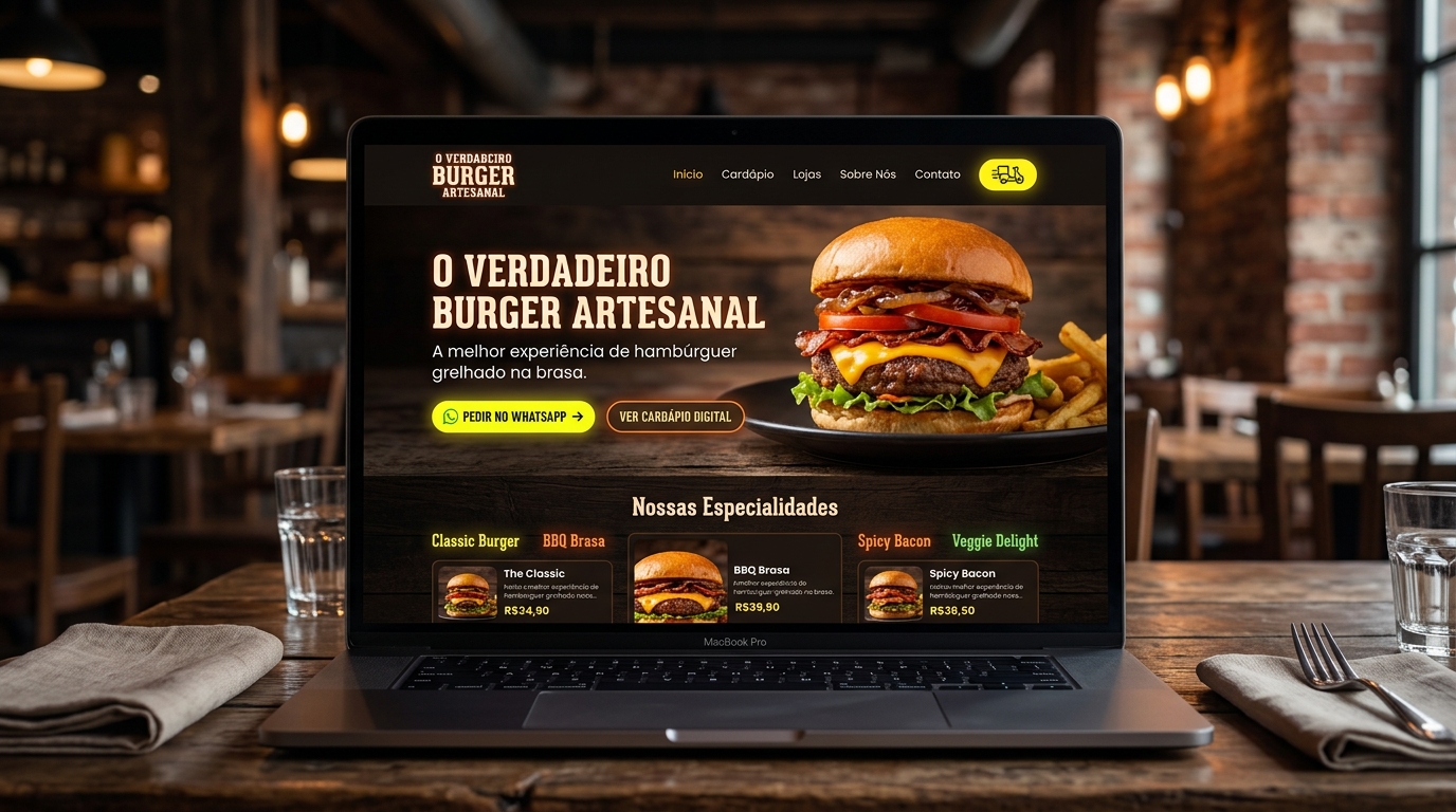 Mockup Site Restaurante e Hamburgueria